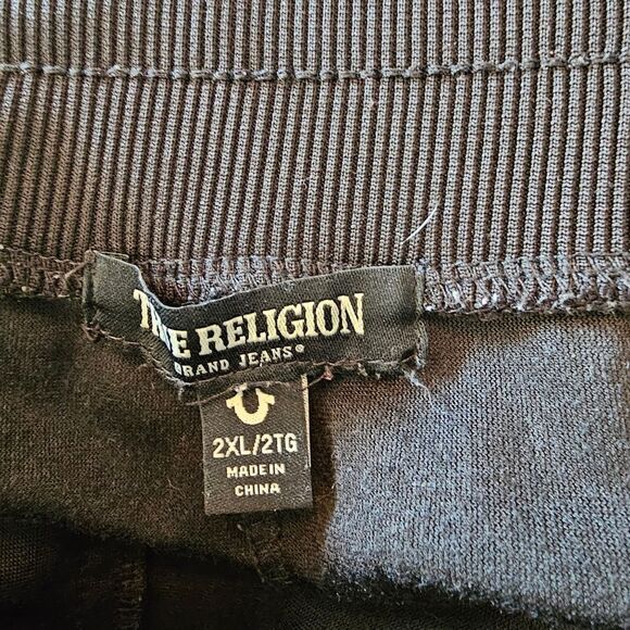 True Religion Black Velvet Sweatpants Sz 2xl With 29" Inseam - Picture 7 of 7